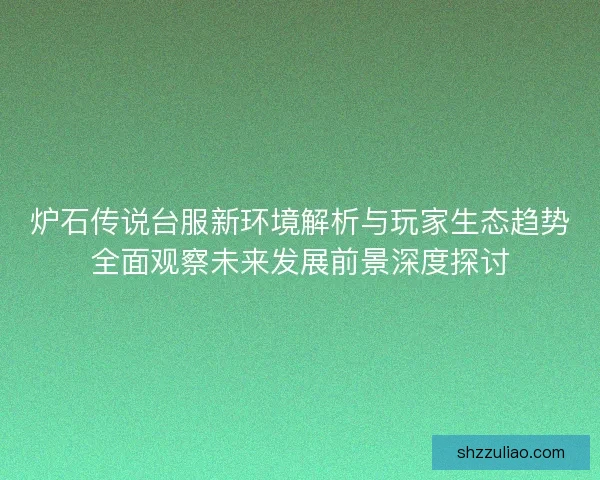 炉石传说台服新环境解析与玩家生态趋势全面观察未来发展前景深度探讨 炉石传说台服新环境解析与玩家生态趋势全面观察未来发展前景深度探讨