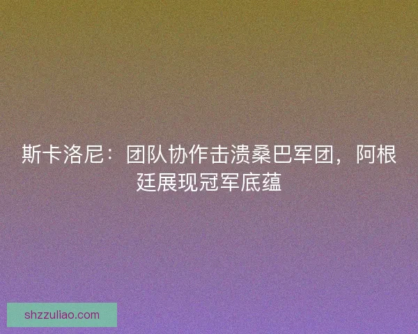 斯卡洛尼：团队协作击溃桑巴军团，阿根廷展现冠军底蕴