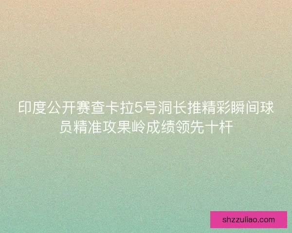 印度公开赛查卡拉5号洞长推精彩瞬间球员精准攻果岭成绩领先十杆