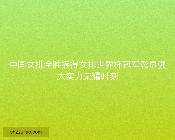 中国女排全胜摘得女排世界杯冠军彰显强大实力荣耀时刻
